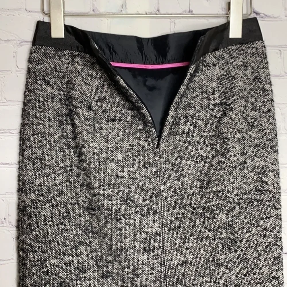 Boden A-Line Pencil Skirt Tweed Wool Blend Black‎